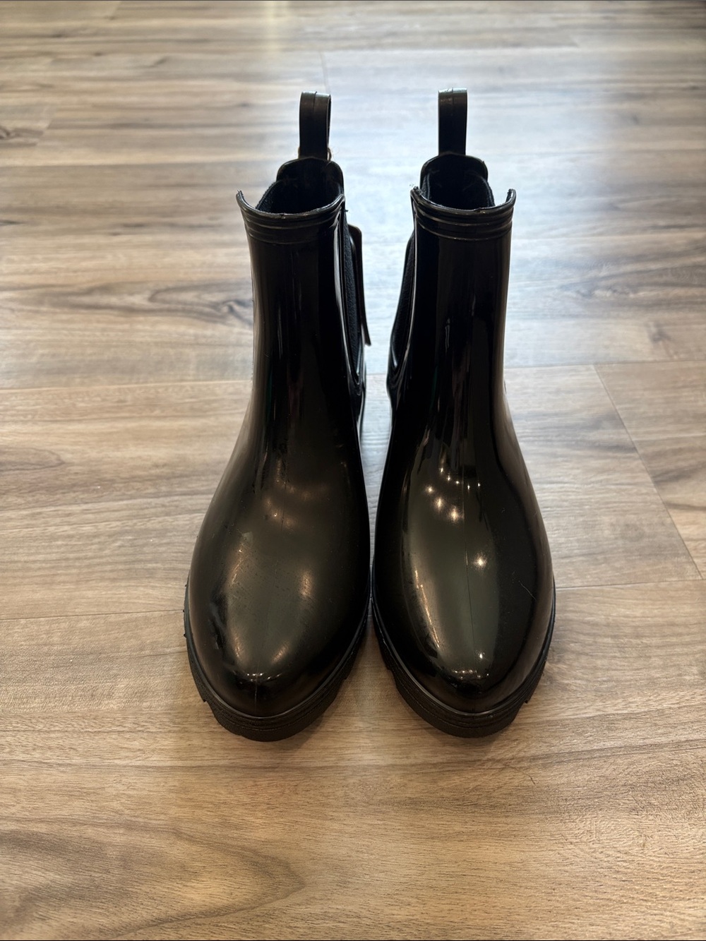 Seven7 Black Rubber Chelsea Ankle Rain Boots